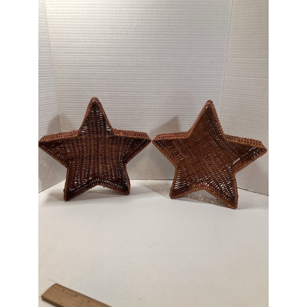Vintage Star Shaped Wicker Christmas Holiday Baskets Storage 4th of July